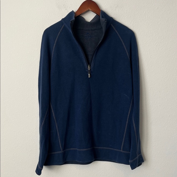 Tommy Bahama Other - Tommy Bahama Blue & Gray Reversible Quarter Zip Sweater